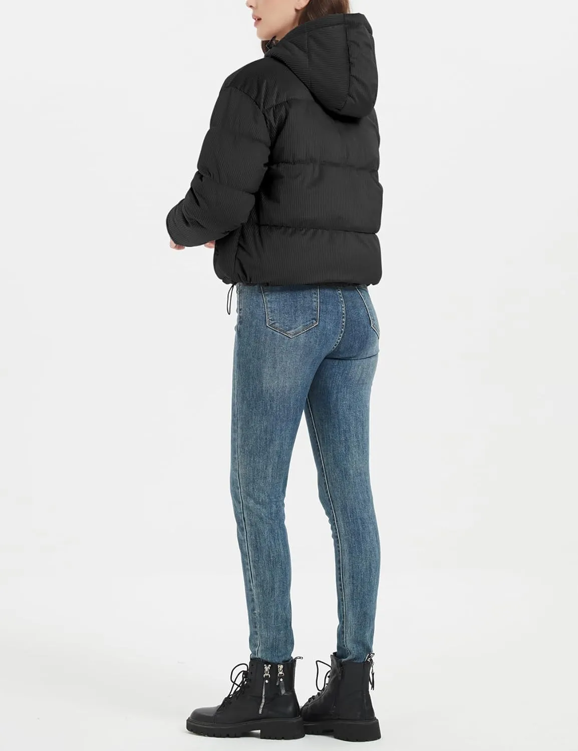 COZYPOIN Women's Winter Puffer Coats Corduroy Down Jacket Quilted Hooded Warm Padded Outerwear