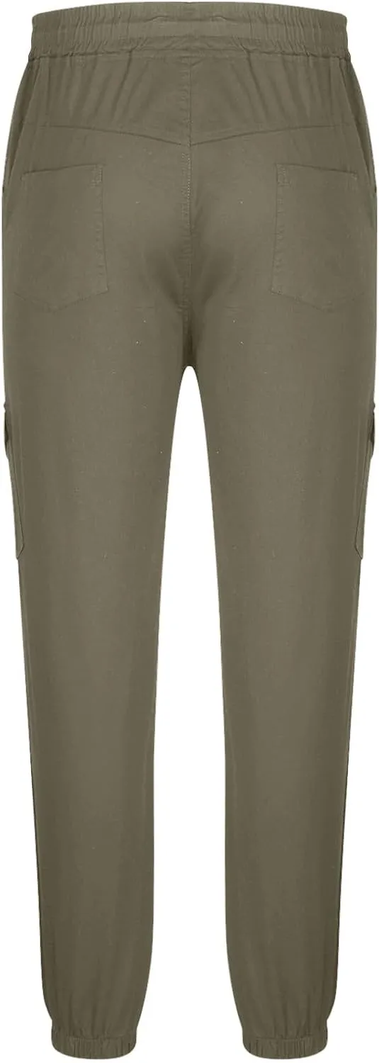 Dgoopd Mens Cargo Pants Elastic Waist Casual Cargo Sweatpants Waist Drawstring Joggers Hiking Tactical Pants