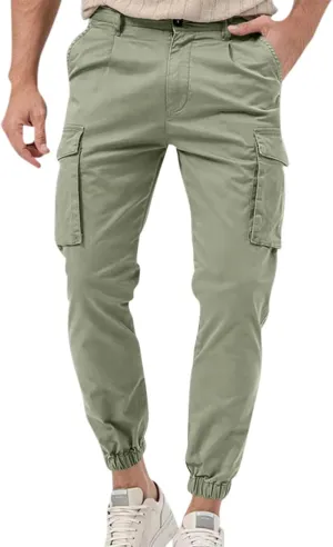 Dgoopd Straight Leg Cargo Pants Men Drawstring Elastic Waist Casual Cargo Pant Mens Cargo Work Pants with Multi Pocket