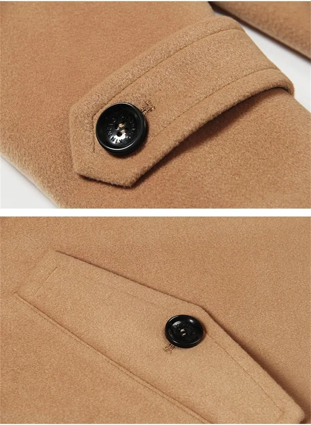 Dvbfufv Mens Winter Woolen Overcoat Thick Woolen Hooded Jacket Men Fashion Plus Size Mid-Length Trench Coat
