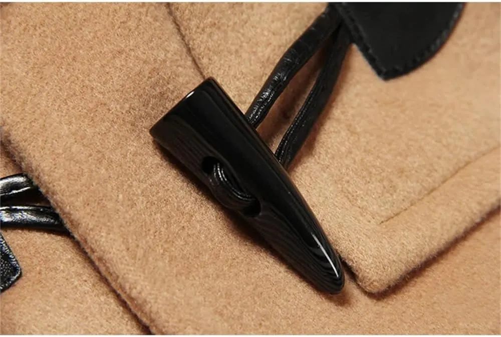 Dvbfufv Mens Winter Woolen Overcoat Thick Woolen Hooded Jacket Men Fashion Plus Size Mid-Length Trench Coat