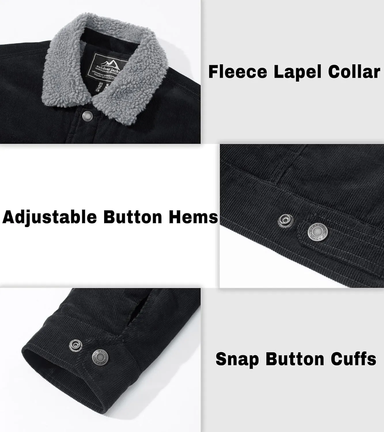 EKLENTSON Men's Corduroy Jackets Sherpa Lined Winter Coats Thermal Warm Fleece Jacket Casual Lapel Trucker Jackets