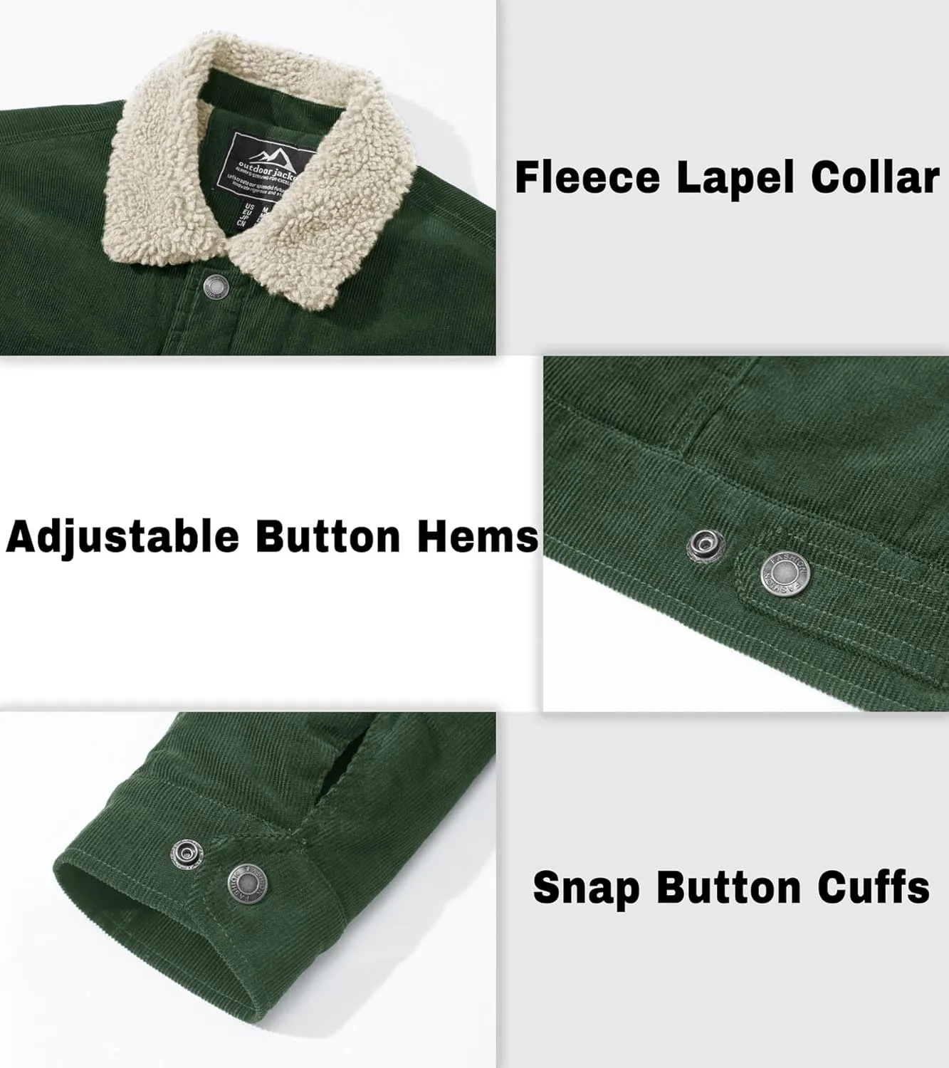 EKLENTSON Men's Corduroy Jackets Sherpa Lined Winter Coats Thermal Warm Fleece Jacket Casual Lapel Trucker Jackets