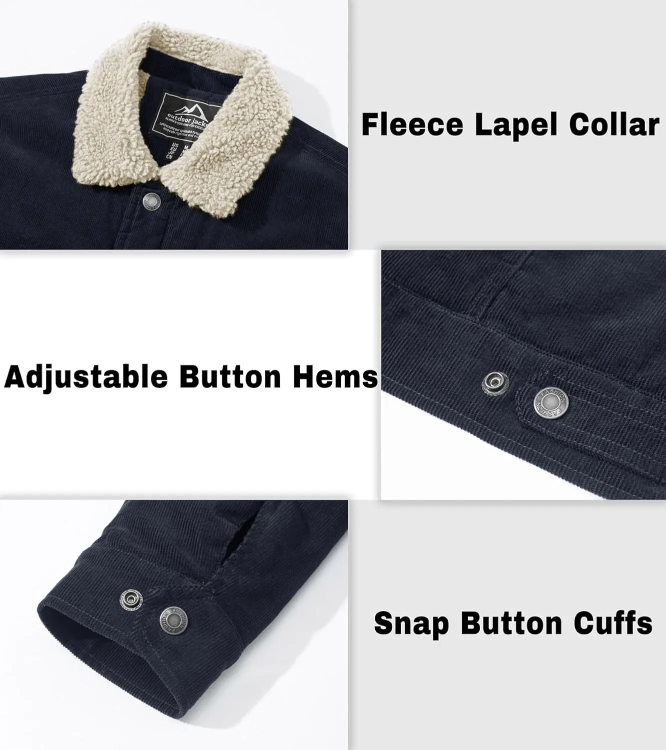 EKLENTSON Men's Corduroy Jackets Sherpa Lined Winter Coats Thermal Warm Fleece Jacket Casual Lapel Trucker Jackets