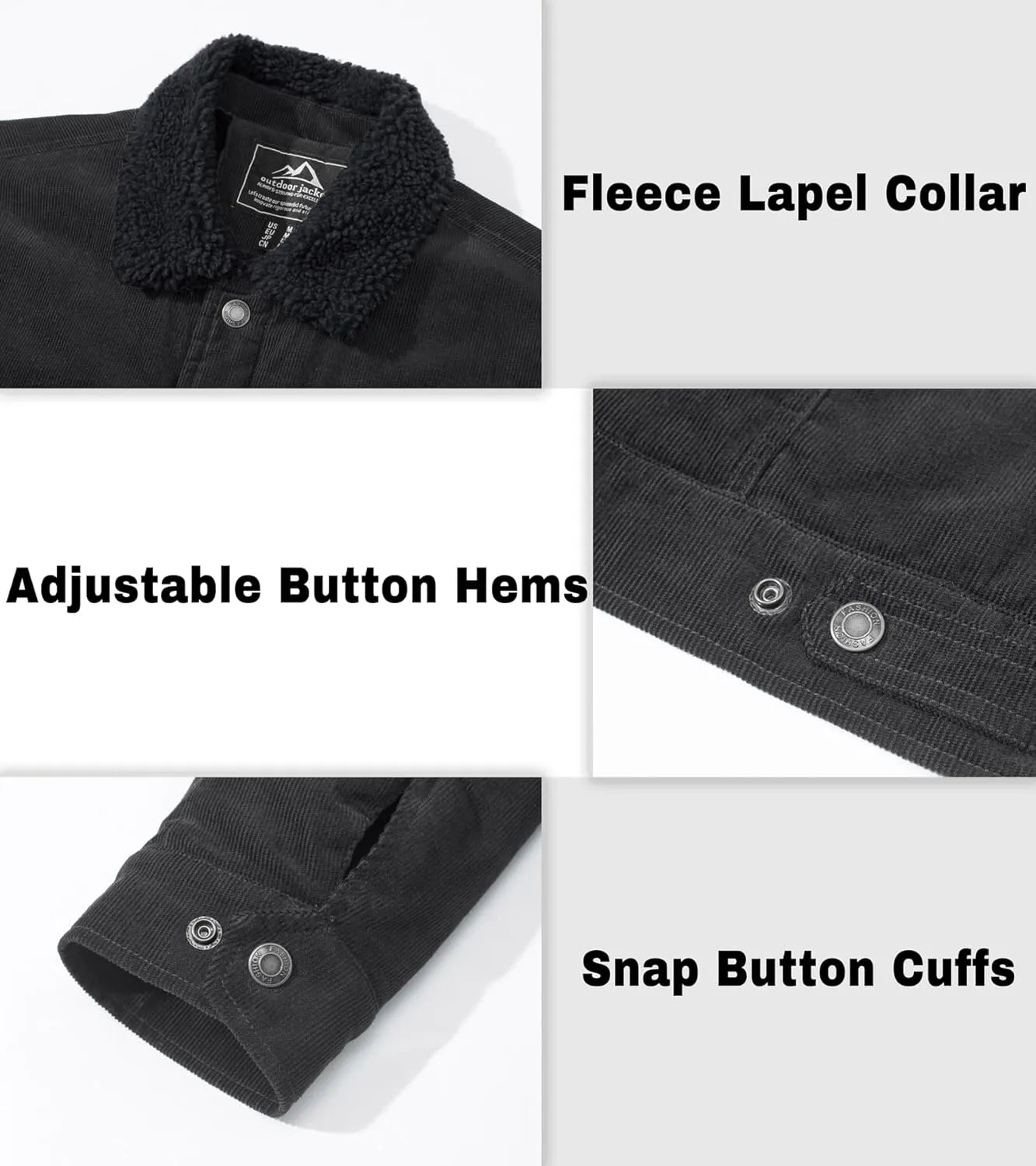 EKLENTSON Men's Corduroy Jackets Sherpa Lined Winter Coats Thermal Warm Fleece Jacket Casual Lapel Trucker Jackets