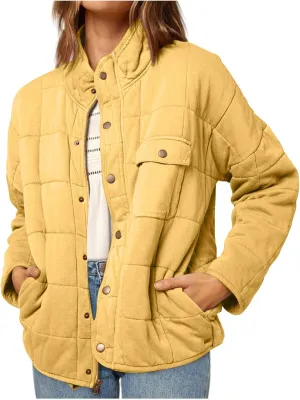 Fall Jackets for Women 2024 Quilted Down Jacket Lightweight Puffer Coats Ultralight Zipper Outerwear with Pockets