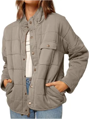 Fall Jackets for Women 2024 Quilted Down Jacket Lightweight Puffer Coats Ultralight Zipper Outerwear with Pockets