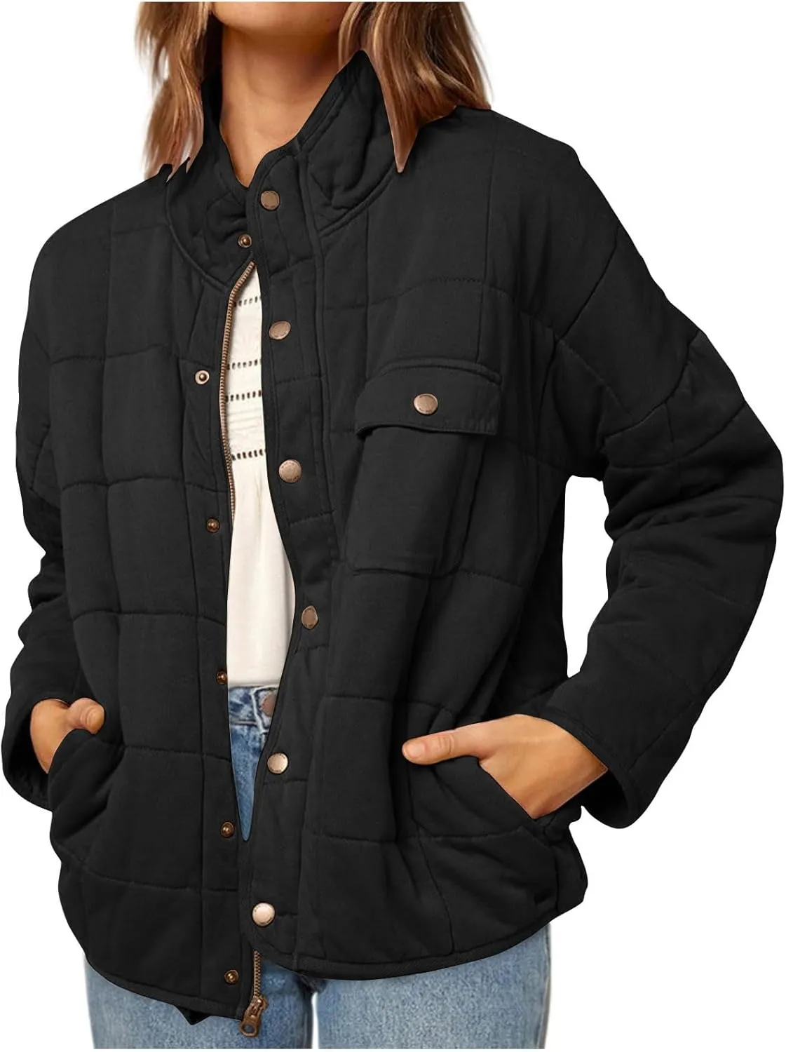Fall Jackets for Women 2024 Quilted Down Jacket Lightweight Puffer Coats Ultralight Zipper Outerwear with Pockets