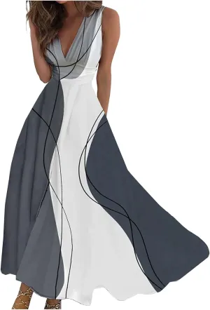 FlekmanArt Womens Dresses Sleeveless Wrap V Neck Beach Dress Flowy Ruched Floral Print Maxi Dress Trendy Boho Dress