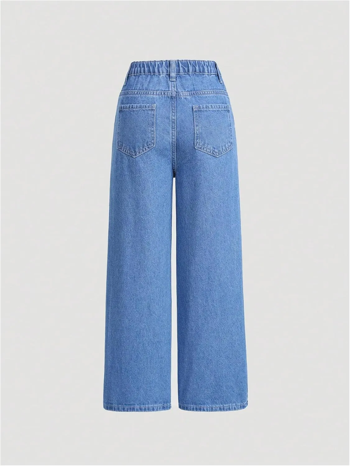Floerns Girl's Butterfly Print High Waist Wide Leg Jeans Baggy Denim Pants