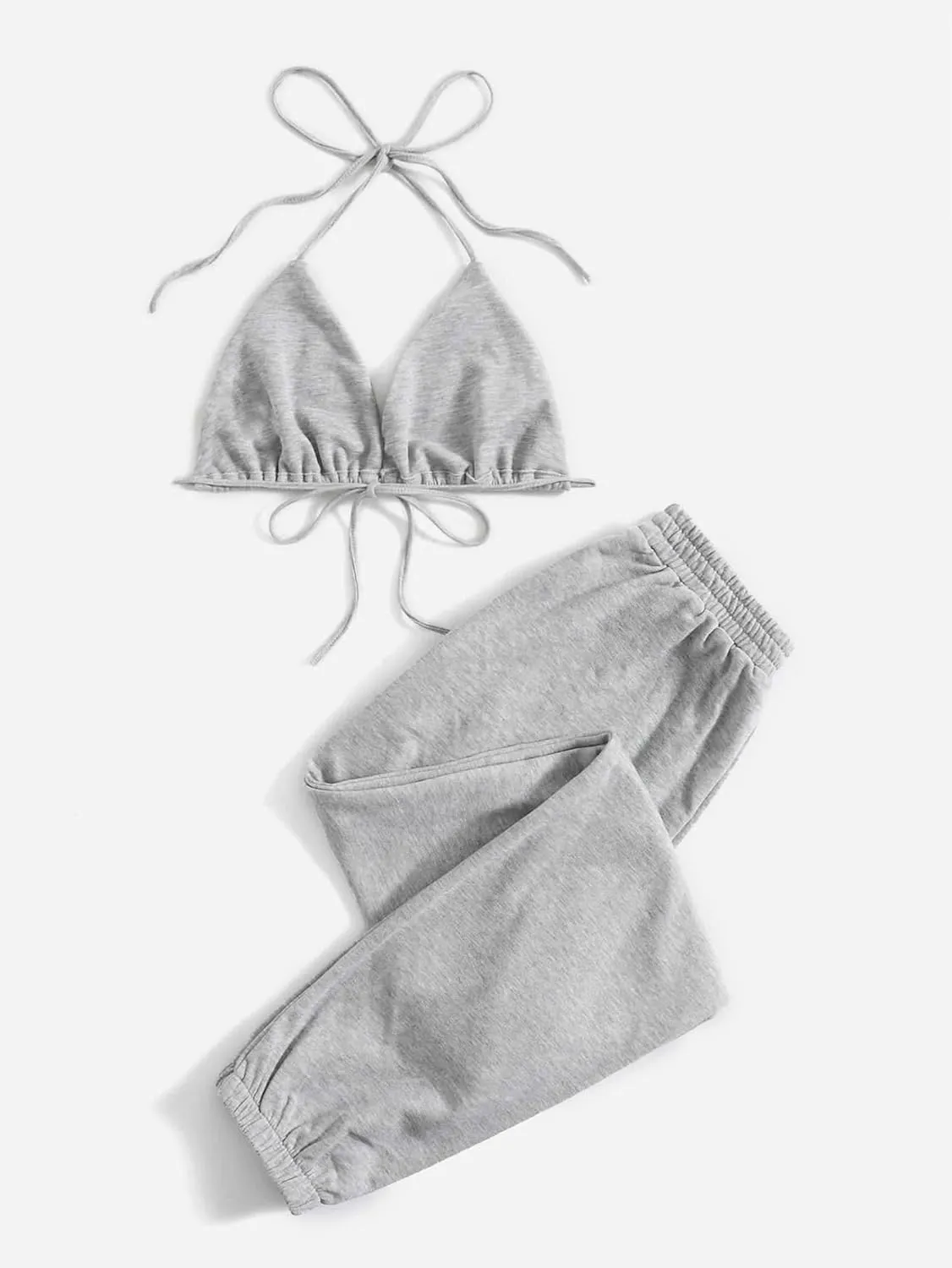 Floerns Women’s Sweatsuits Bra and Sweatpants Set 2 Pieces Jogger Tracksuit