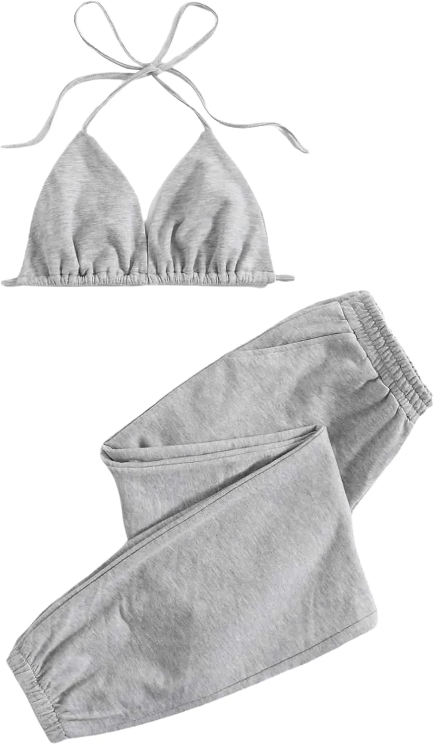 Floerns Women’s Sweatsuits Bra and Sweatpants Set 2 Pieces Jogger Tracksuit