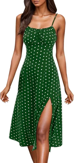 Floral Corset Dress for Women Boho Summer Spaghetti Straps Square Neck Casual Midi Dress Slit Bustier Dresses Milkmaid Dress