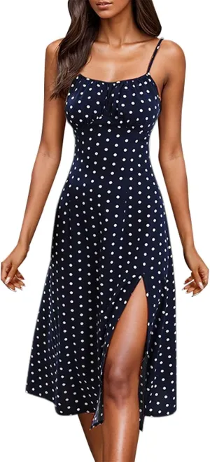 Floral Corset Dress for Women Boho Summer Spaghetti Straps Square Neck Casual Midi Dress Slit Bustier Dresses Milkmaid Dress