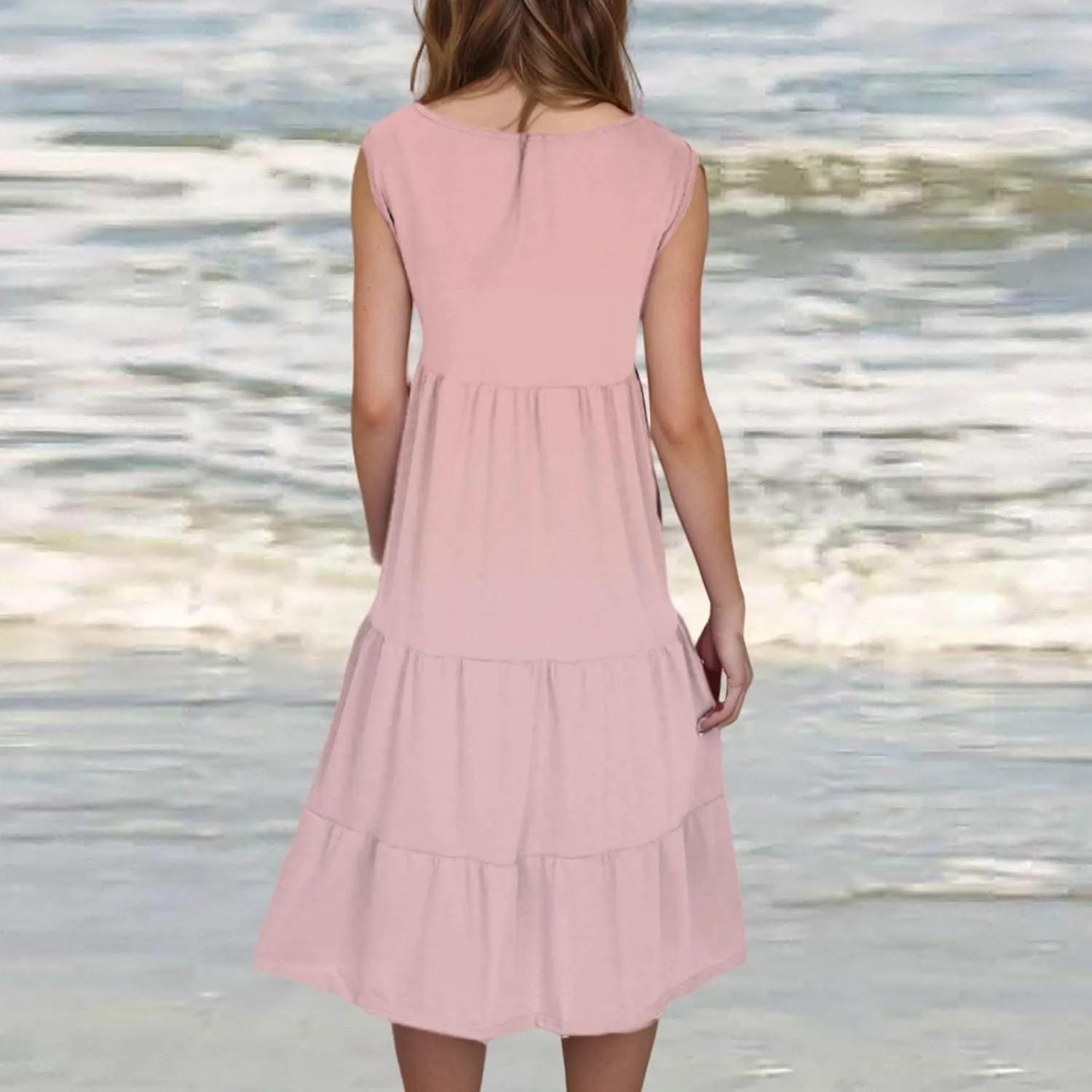 Flowery Dress for Women with Pockets Short Sleeve Dresses Flowy Beach Swing Dress 2025 Empire Waist with
