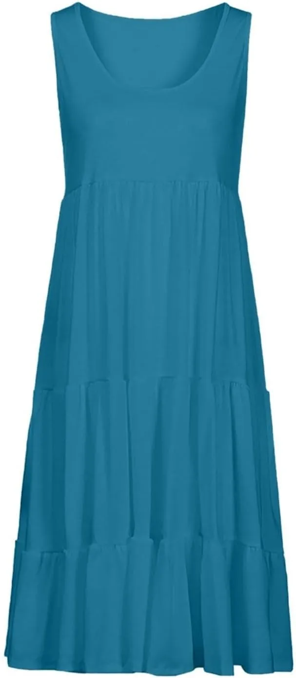 Flowery Dress for Women with Pockets Short Sleeve Dresses Flowy Beach Swing Dress 2025 Empire Waist with