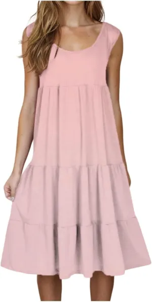 Flowery Dress for Women with Pockets Short Sleeve Dresses Flowy Beach Swing Dress 2025 Empire Waist with