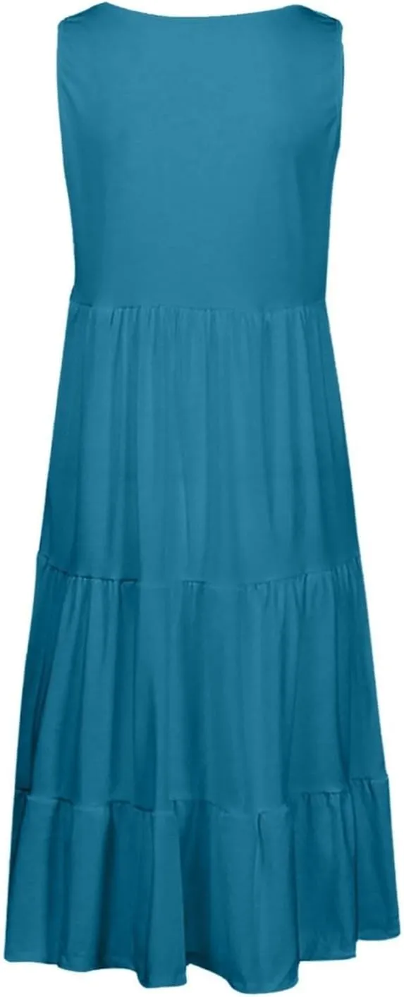 Flowery Dress for Women with Pockets Short Sleeve Dresses Flowy Beach Swing Dress 2025 Empire Waist with