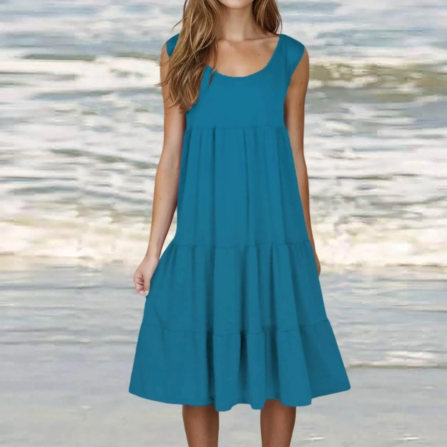 Flowery Dress for Women with Pockets Short Sleeve Dresses Flowy Beach Swing Dress 2025 Empire Waist with