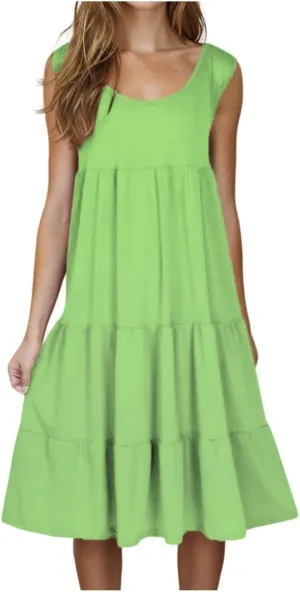 Flowery Dress for Women with Pockets Short Sleeve Dresses Flowy Beach Swing Dress 2025 Empire Waist with