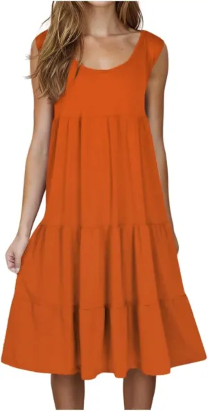 Flowery Dress for Women with Pockets Short Sleeve Dresses Flowy Beach Swing Dress 2025 Empire Waist with