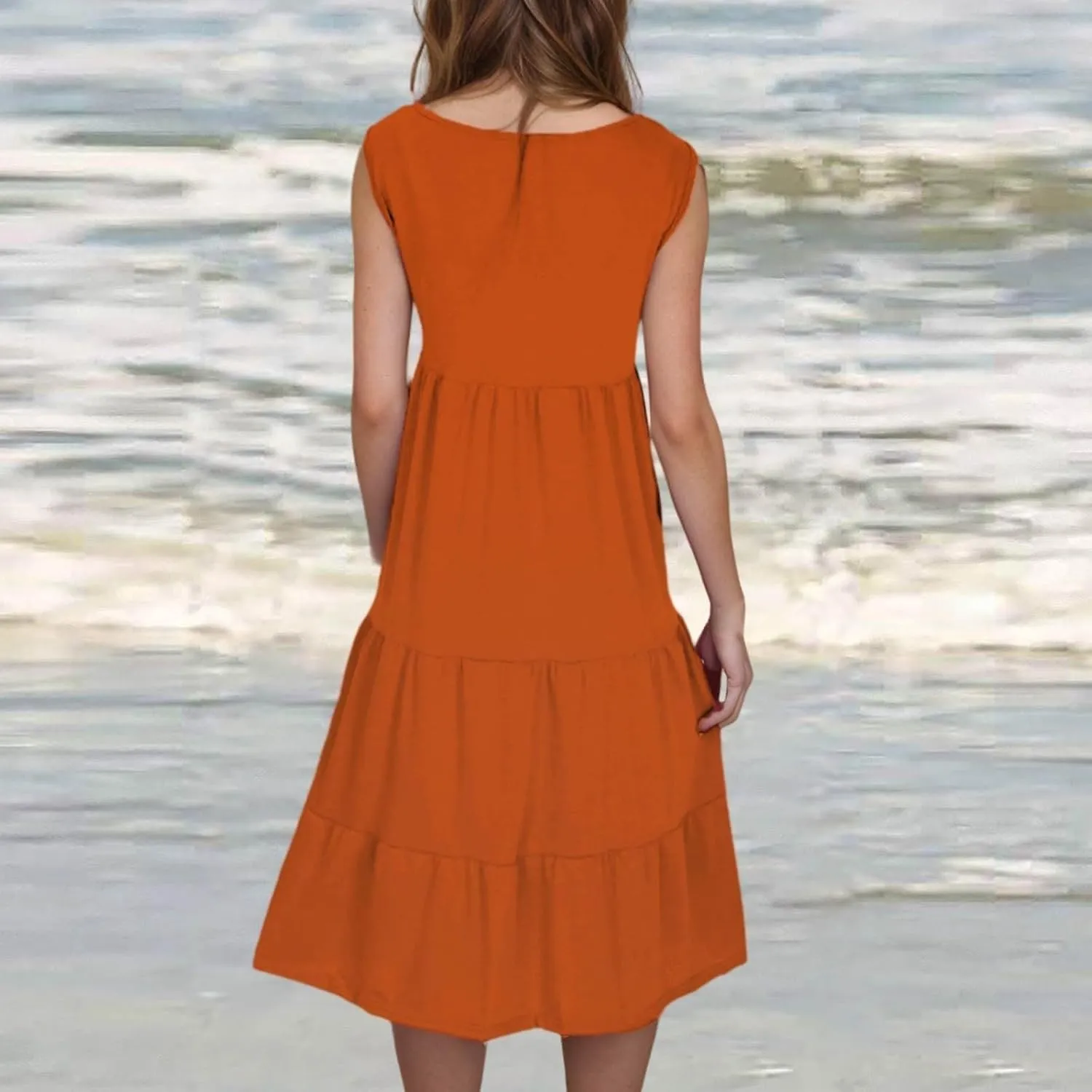 Flowery Dress for Women with Pockets Short Sleeve Dresses Flowy Beach Swing Dress 2025 Empire Waist with