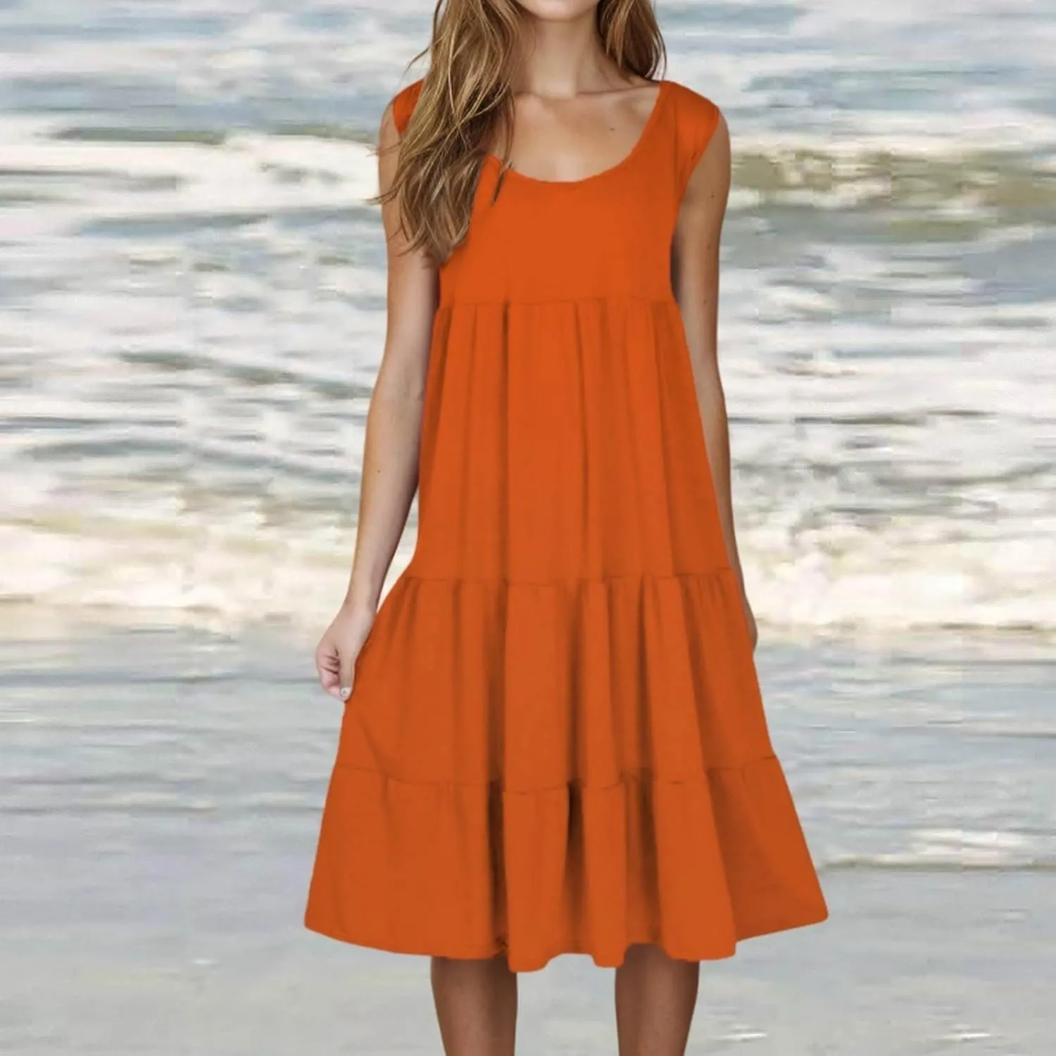 Flowery Dress for Women with Pockets Short Sleeve Dresses Flowy Beach Swing Dress 2025 Empire Waist with