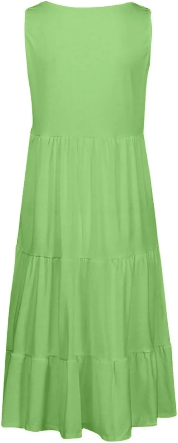 Flowery Dress for Women with Pockets Short Sleeve Dresses Flowy Beach Swing Dress 2025 Empire Waist with