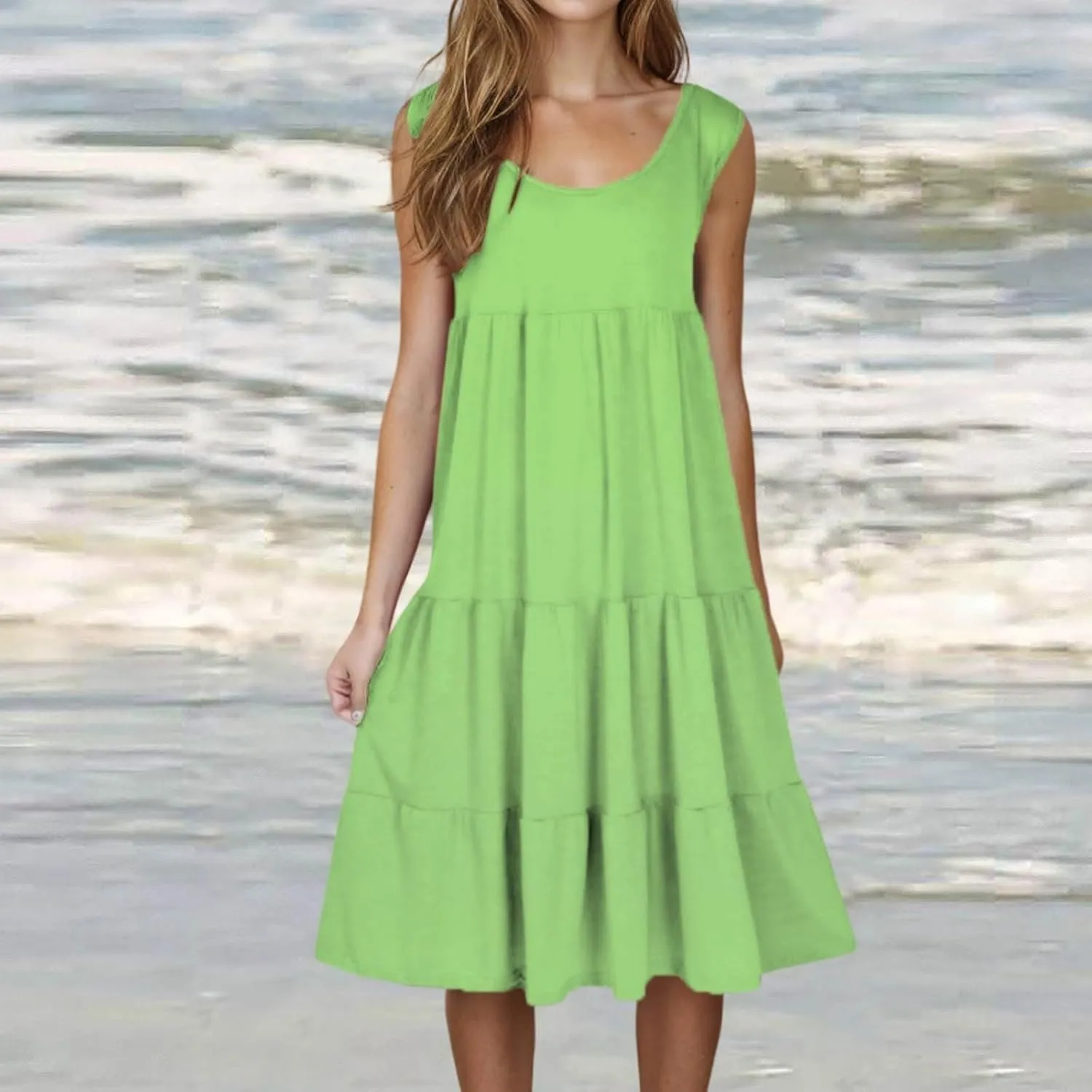 Flowery Dress for Women with Pockets Short Sleeve Dresses Flowy Beach Swing Dress 2025 Empire Waist with