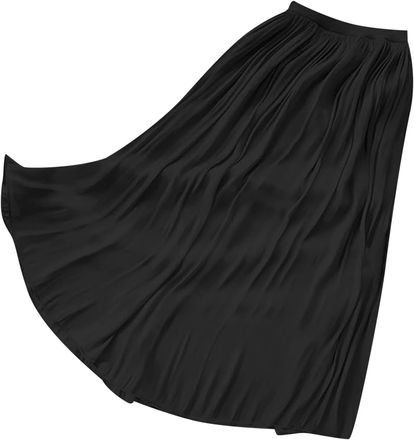 Flowy Midi Skirts for Women 2025 Summer Lightweight Elastic Waisted Swing A-Line Pleated Skirt