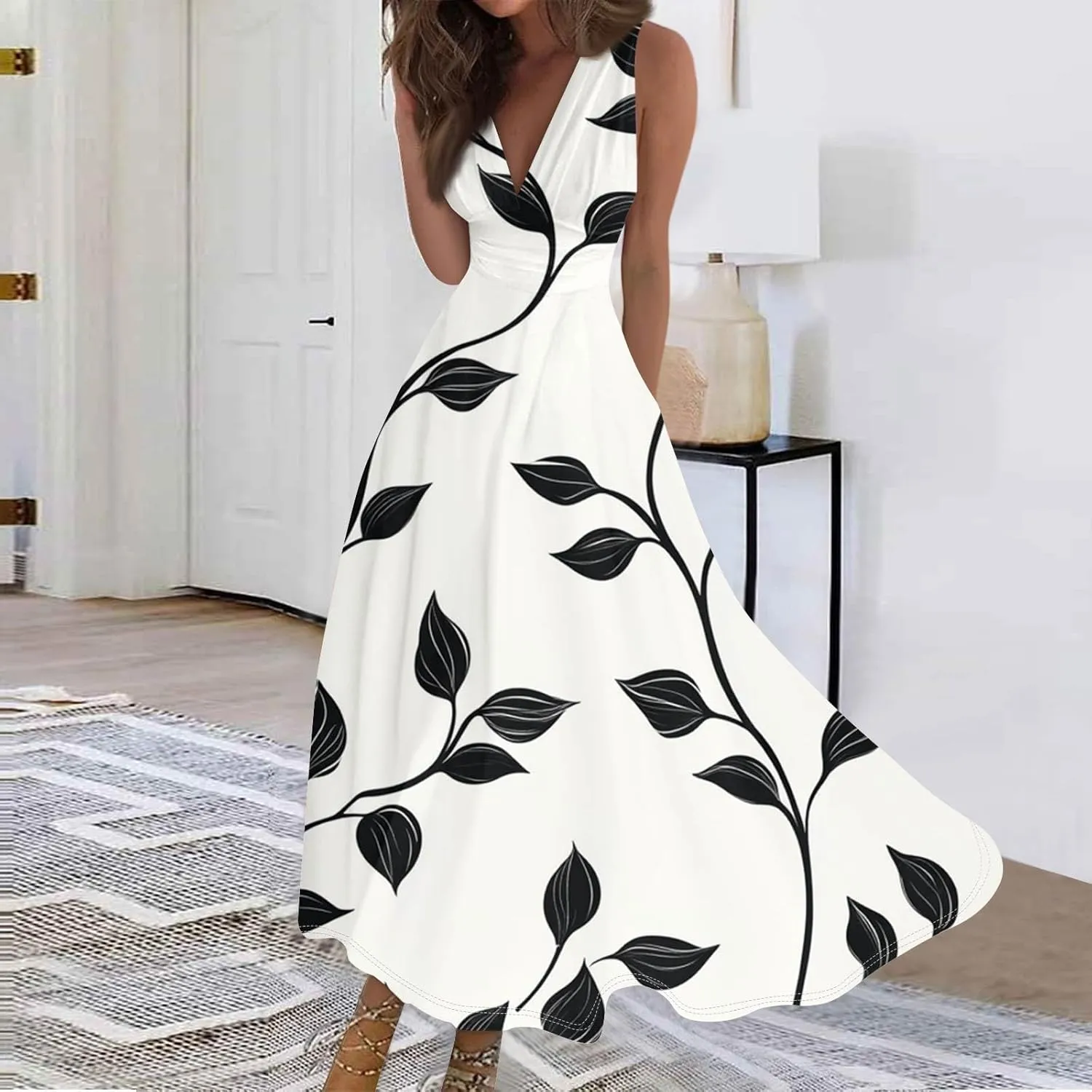 Flowy Summer Dresses for Women, Bohemian Beach Vacation Boho Floral 2025 Long Sundress