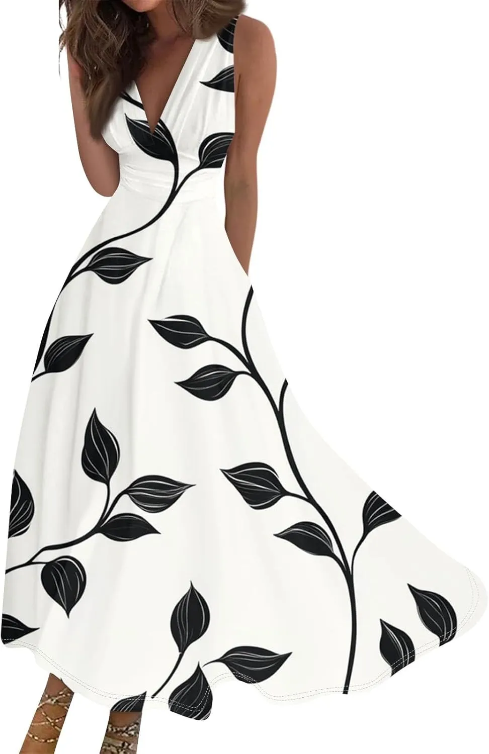 Flowy Summer Dresses for Women, Bohemian Beach Vacation Boho Floral 2025 Long Sundress