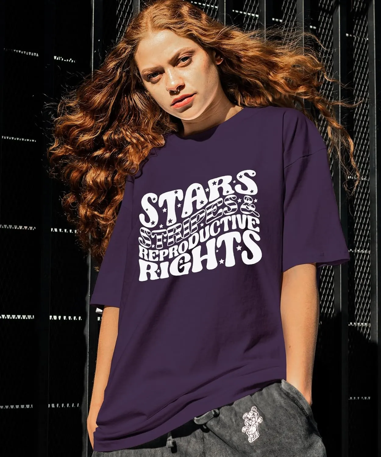 Fourth of July Shirts for Women Stars and Stripes Oversized Shirt Rights Graphic Loose Fit Tops