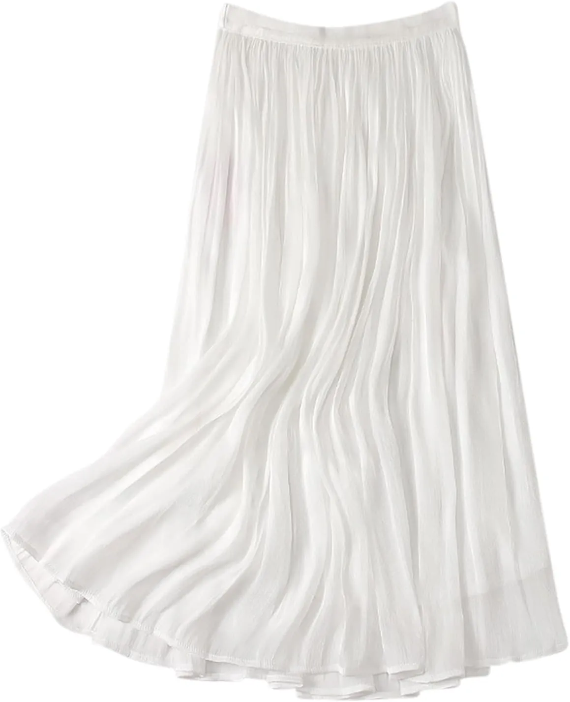 FZYLQY Plus Size Pleated Flare Midi Skirts for Women High Waisted Ruffle Boho Summer Beach Skirt Mid Length A Line Skirts