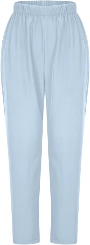 FZYLQY Women's Straight Leg Long Pants 2025 Spring Dressy Fashion Elastic High Waist Casual Trousers Solid Color Work Pants