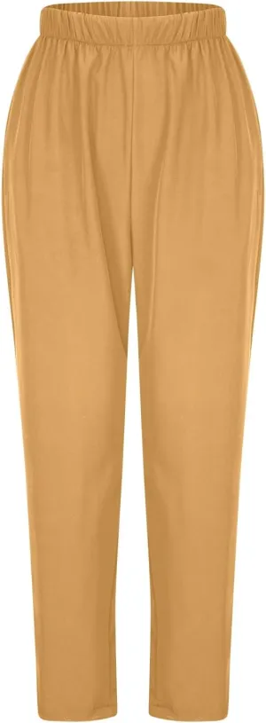 FZYLQY Women's Straight Leg Long Pants 2025 Spring Dressy Fashion Elastic High Waist Casual Trousers Solid Color Work Pants