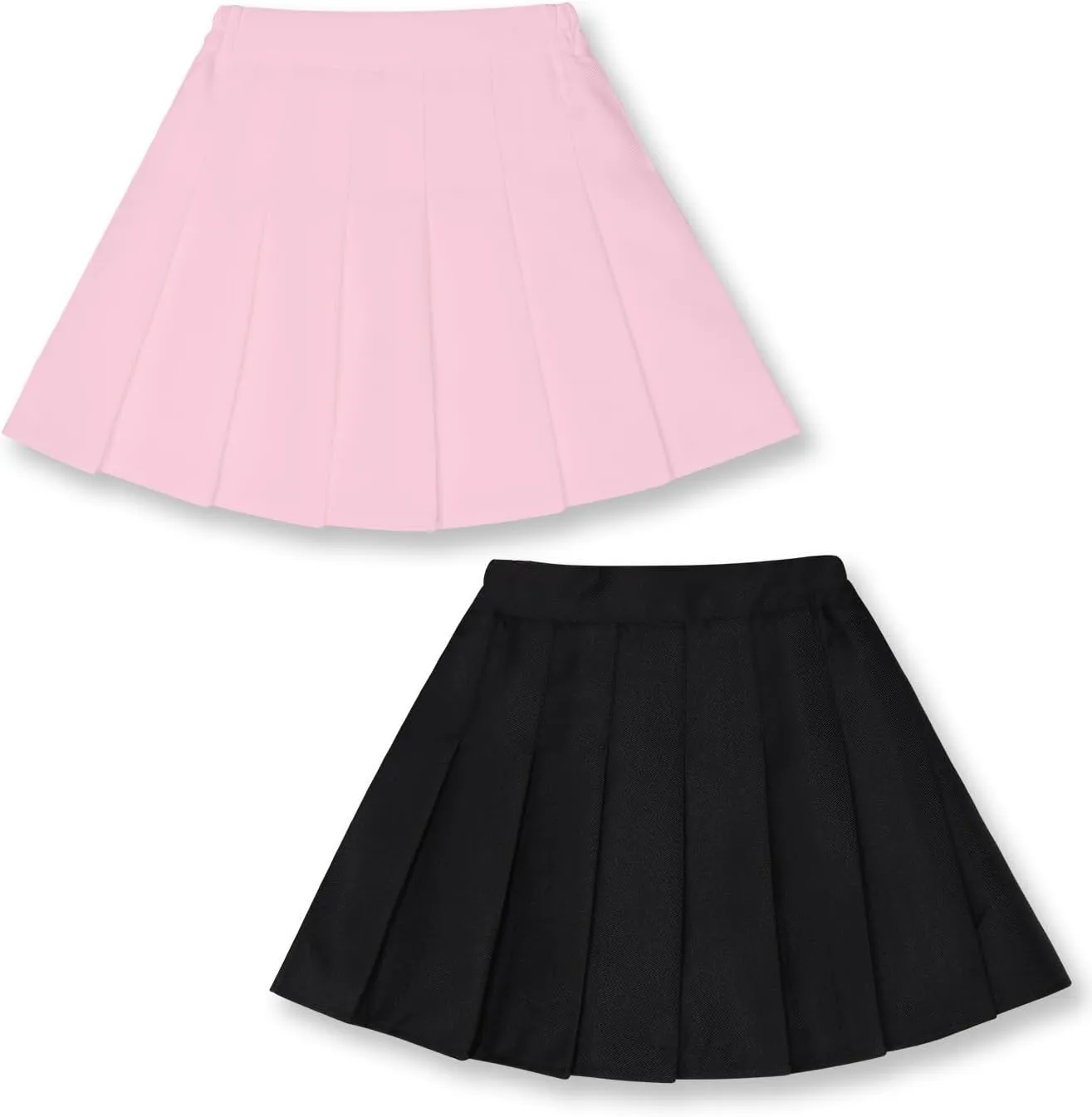 Girls 2-Piece Mini Flare Skirt, Teens High Waist Pleated Stretch Skirt