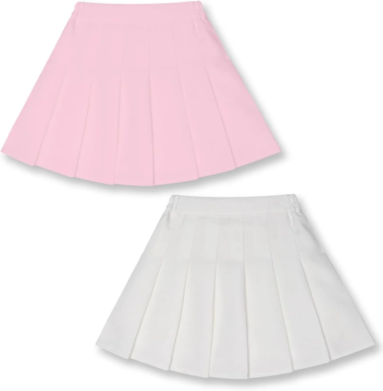 Girls 2-Piece Mini Flare Skirt, Teens High Waist Pleated Stretch Skirt