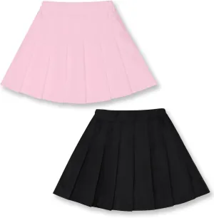 Girls 2-Piece Mini Flare Skirt, Teens High Waist Pleated Stretch Skirt