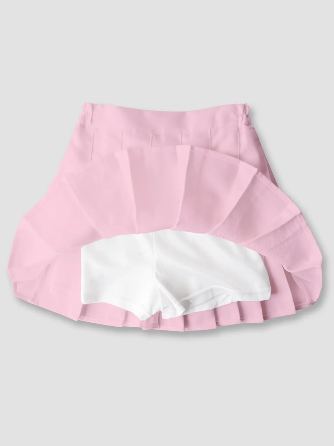 Girls 2-Piece Mini Flare Skirt, Teens High Waist Pleated Stretch Skirt