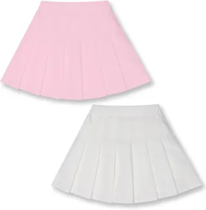 Girls 2-Piece Mini Flare Skirt, Teens High Waist Pleated Stretch Skirt