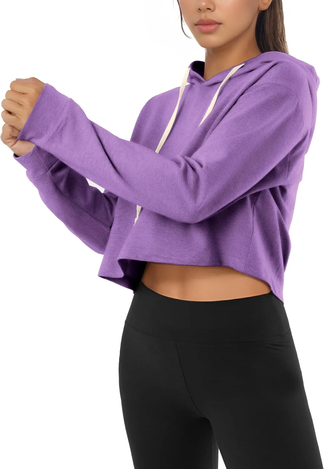 GIVON Women's Comfortable Casual Long Sleeve Crop-Top Pullover Sweatshirt Hoodie