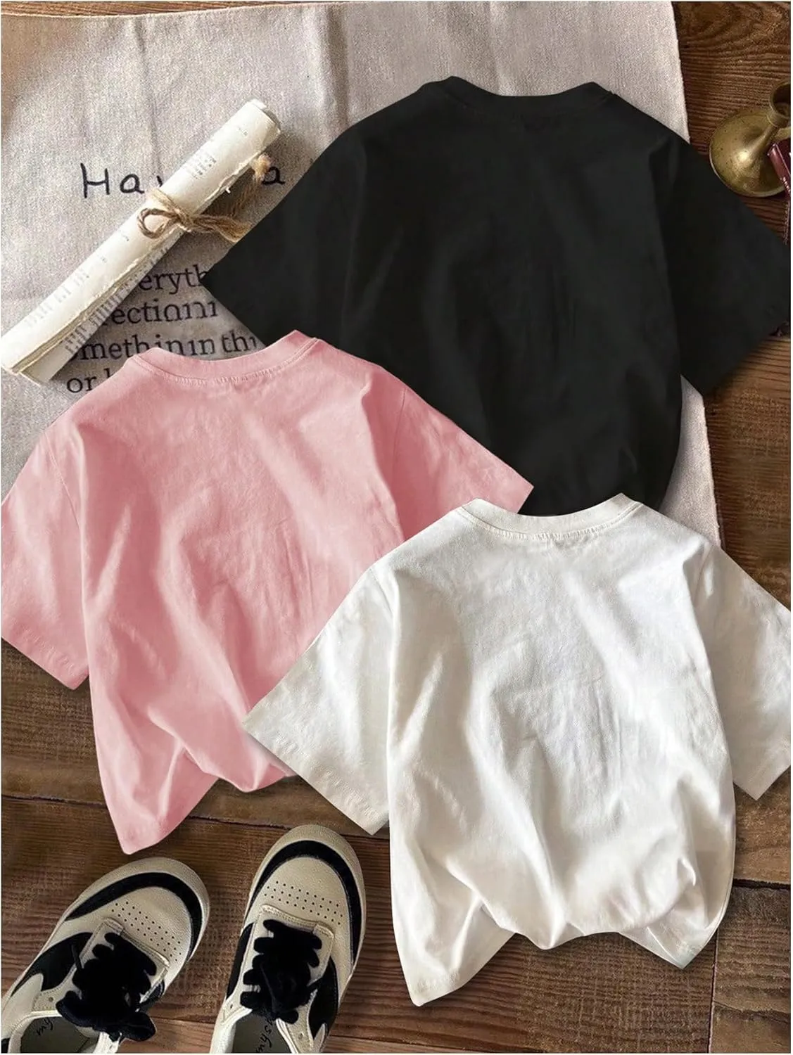 GORGLITTER Girl's 3 Piece Heart Leopard T Shirt Graphic Crewneck Short Sleeve Oversized Shirt