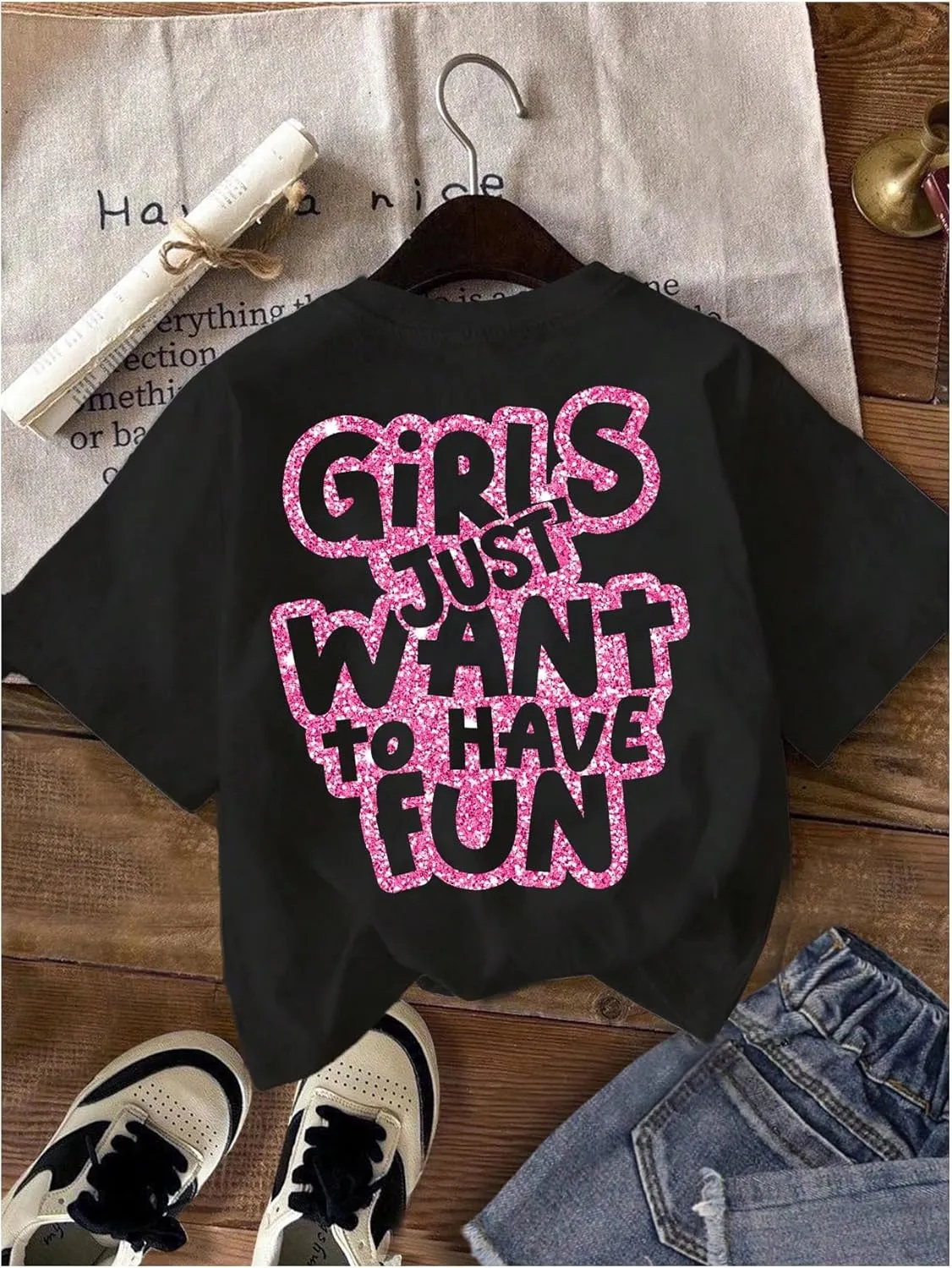 GORGLITTER Girl's 3 Piece Heart Leopard T Shirt Graphic Crewneck Short Sleeve Oversized Shirt