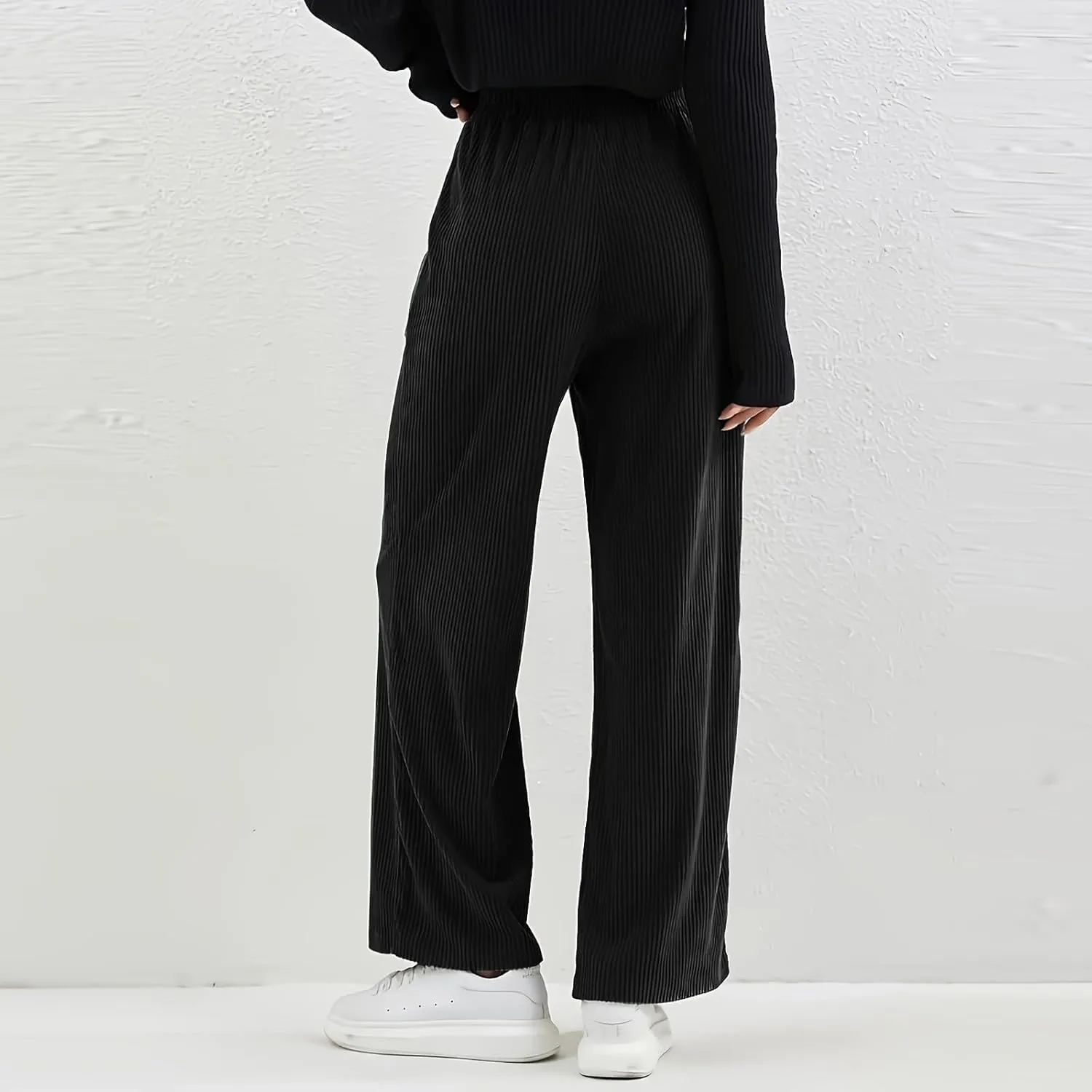 Gumipy Corduroy Pants Women Casual Comfy Wide Leg Pants Elastic High Waisted Trousers Pants Fall Lounge Pants with Pockets