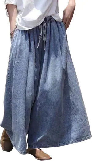 HaoMay Women's Loose Baggy Wide Leg Jeans High Elastic Waist Palazzo Pants