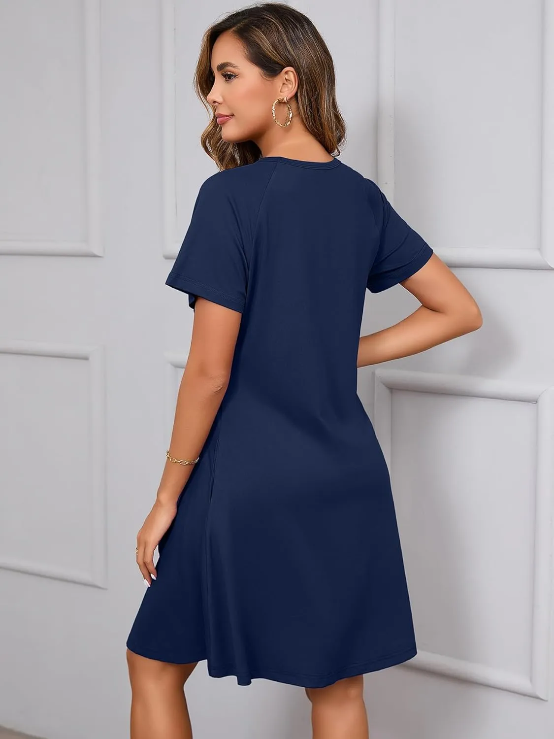 Heymoments Women's Summer Short Sleeve Dresses Casual T-Shirt Flowy Tunic Ladies Beach Sundress