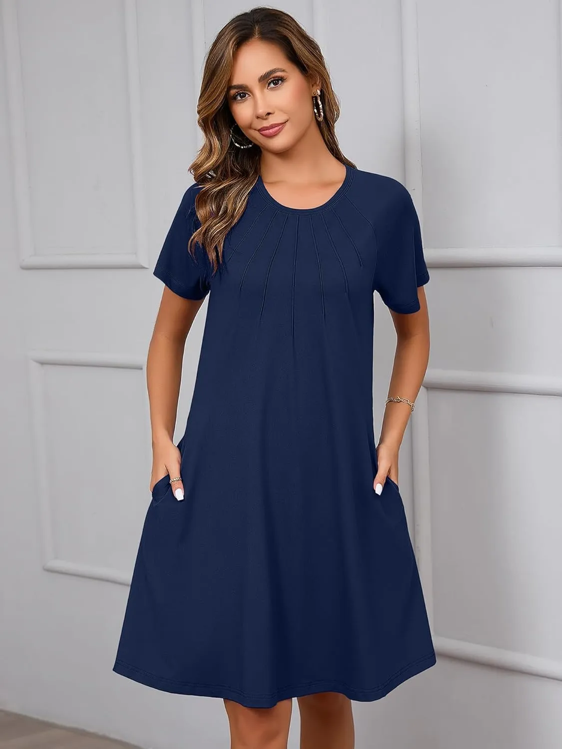 Heymoments Women's Summer Short Sleeve Dresses Casual T-Shirt Flowy Tunic Ladies Beach Sundress