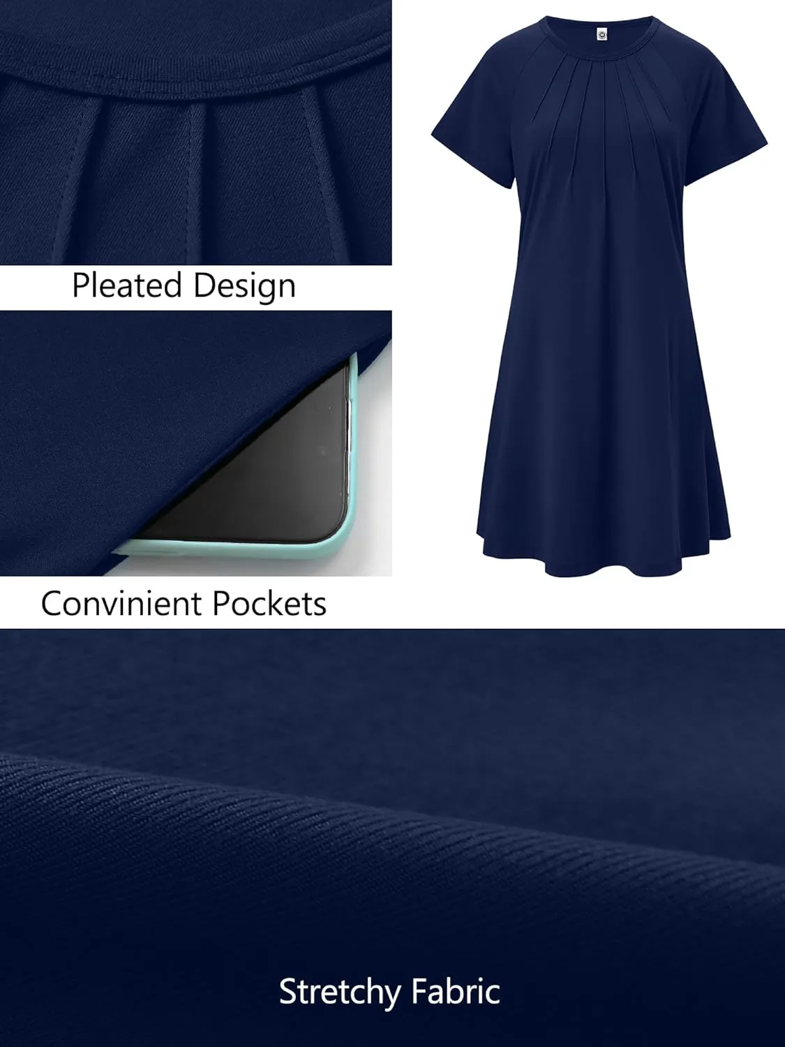 Heymoments Women's Summer Short Sleeve Dresses Casual T-Shirt Flowy Tunic Ladies Beach Sundress