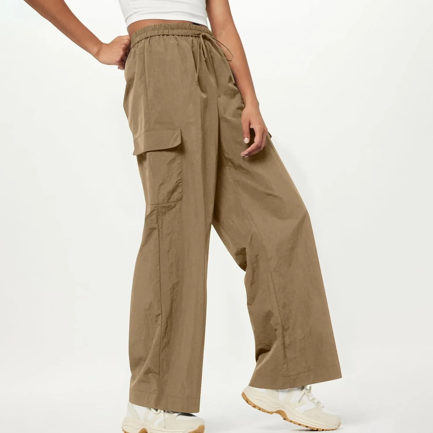 High Waisted Cargo Pants Women Y2K Drawstring Baggy Trendy Trousers with Pockets Casual Sweatpants Streetwear